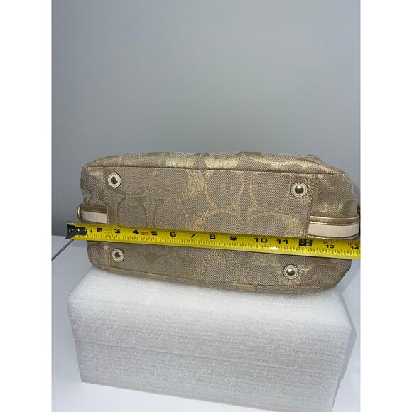Coach Metallic Gold Bonnie Linen Lurex Satchel Bag 13502 - Picture 5 of 15
